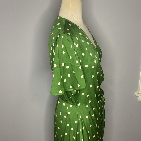 19 MOMME MULBERRY SILK POLKA DOTS PRINT RUFFLE WOMEN MINI DRESS BY GOELLA SZ8/10 - Picture 9 of 16
